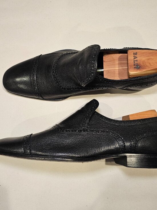 Bally Men\'s Loafers 8.5 Black Leather Danube Slip On Dress Shoes Luxury main image 7
